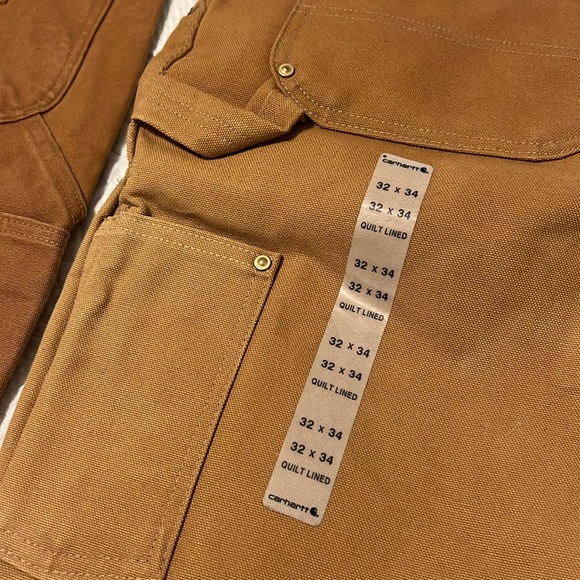 Carhartt Men's Quilt Lined Zip To Thigh Bib Overall, plus Jeans, both 32 X 34 - Picture 3 of 12